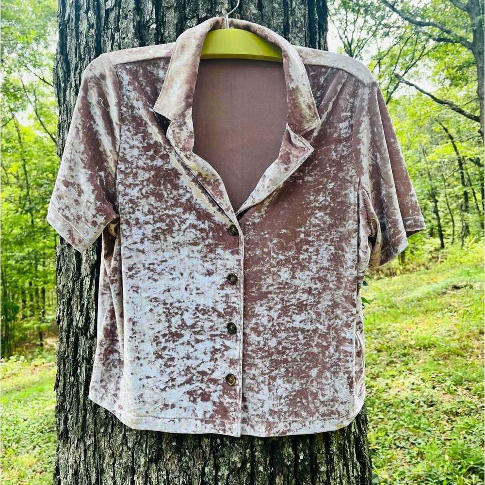 Marine Layer Med Blush Crushed Velvet Top